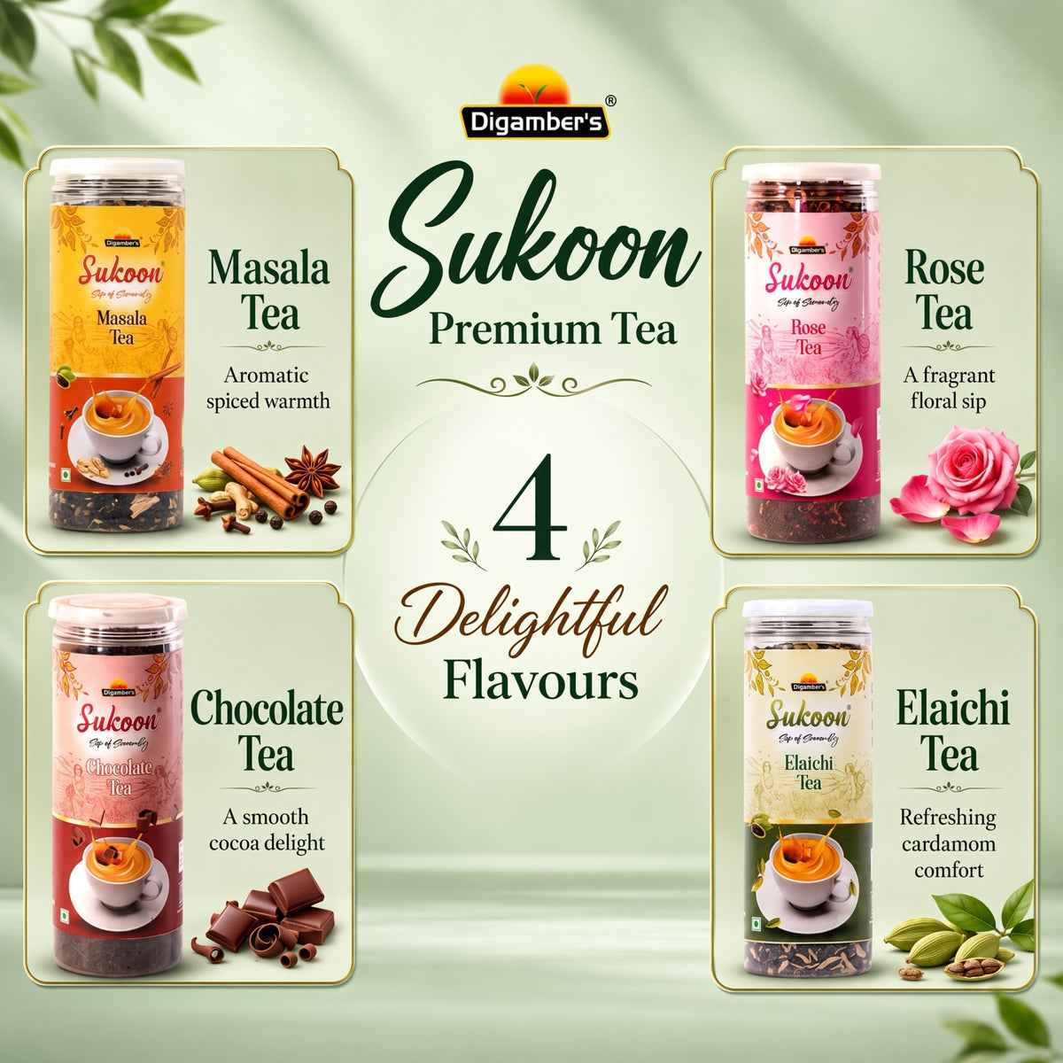 Digamber Gift Hamper – Premium Tea Box – 4 Flavours