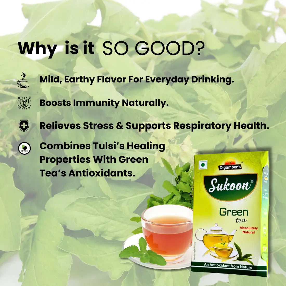Suisoen Tea Sukoon Tulsi Green Tea – Digamber Tea